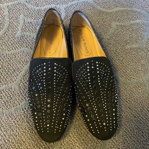 Donald J Pliner black smoking slippers